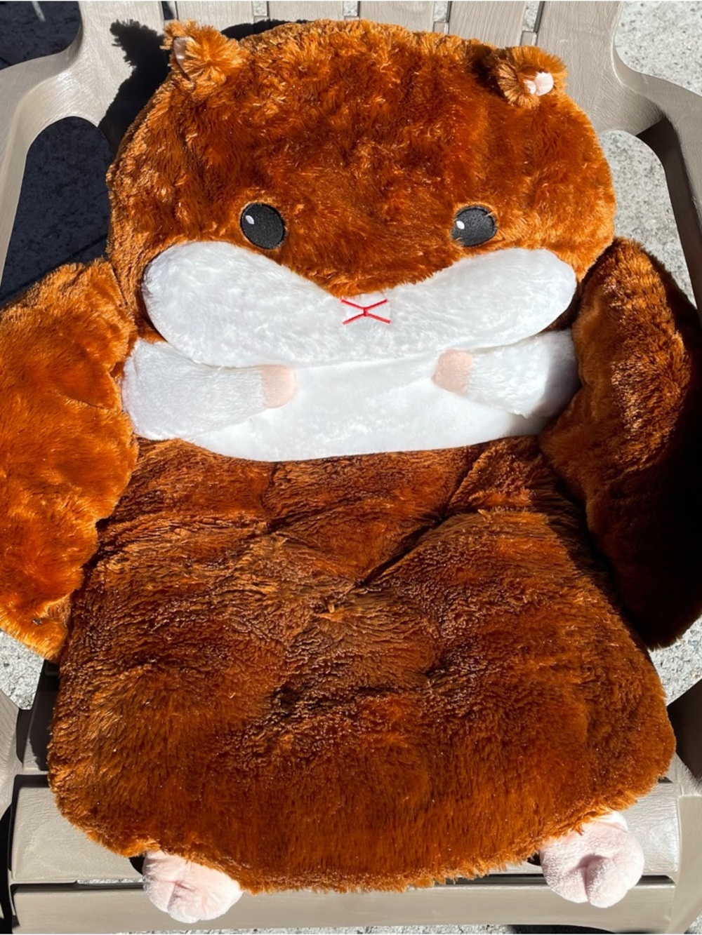 Plush Hamster Seat Cushion in Rich Chestnut Brown